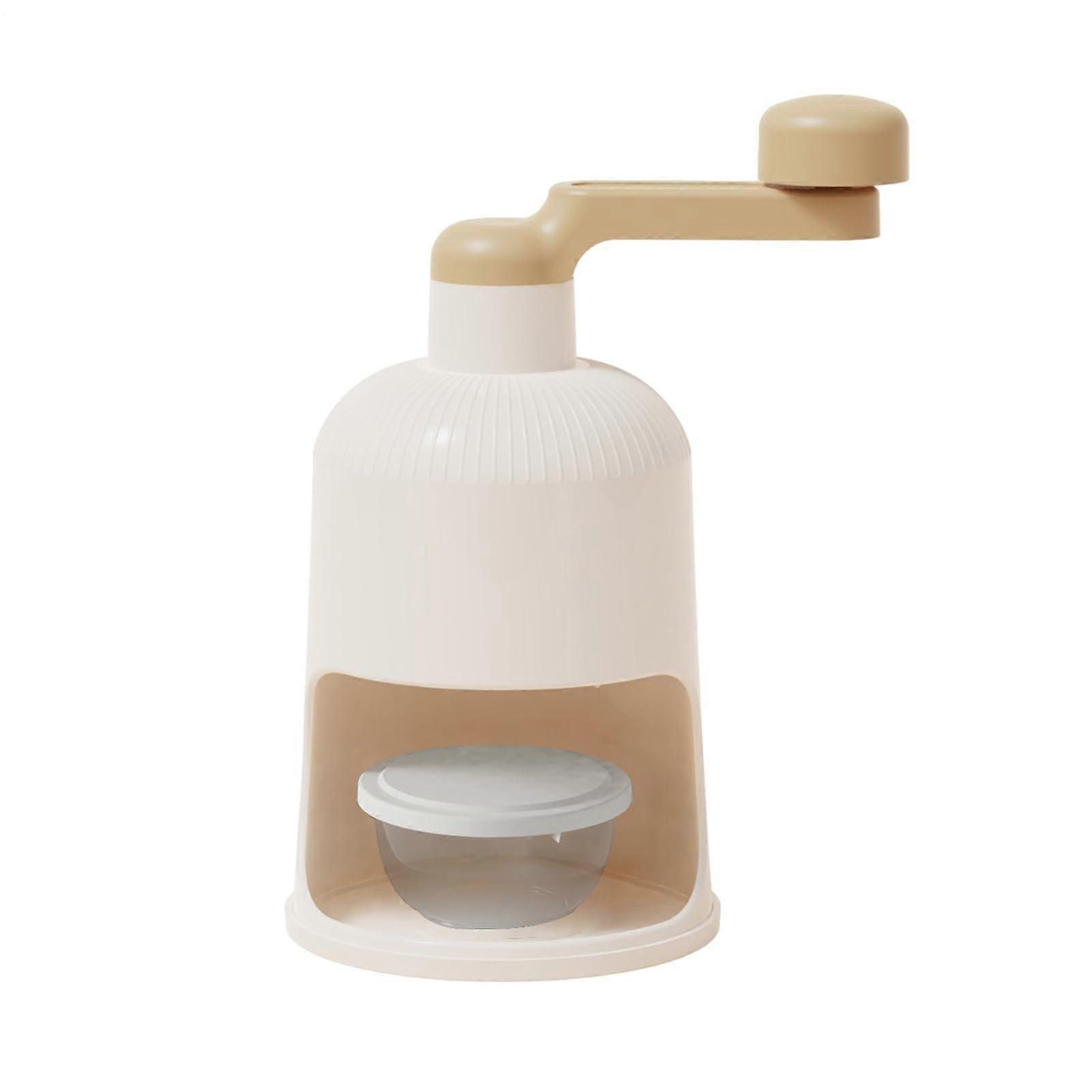 Crushed Ice Machine - Manual Ice Shaver for Homemade Snow Cones and Milkshakes, Beige Snowflake Maker Supplies