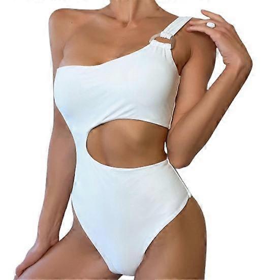 Popular Swimsuit Wireless Single Shoulder Ladies Simple Pure Color Swimsuit for Vacation