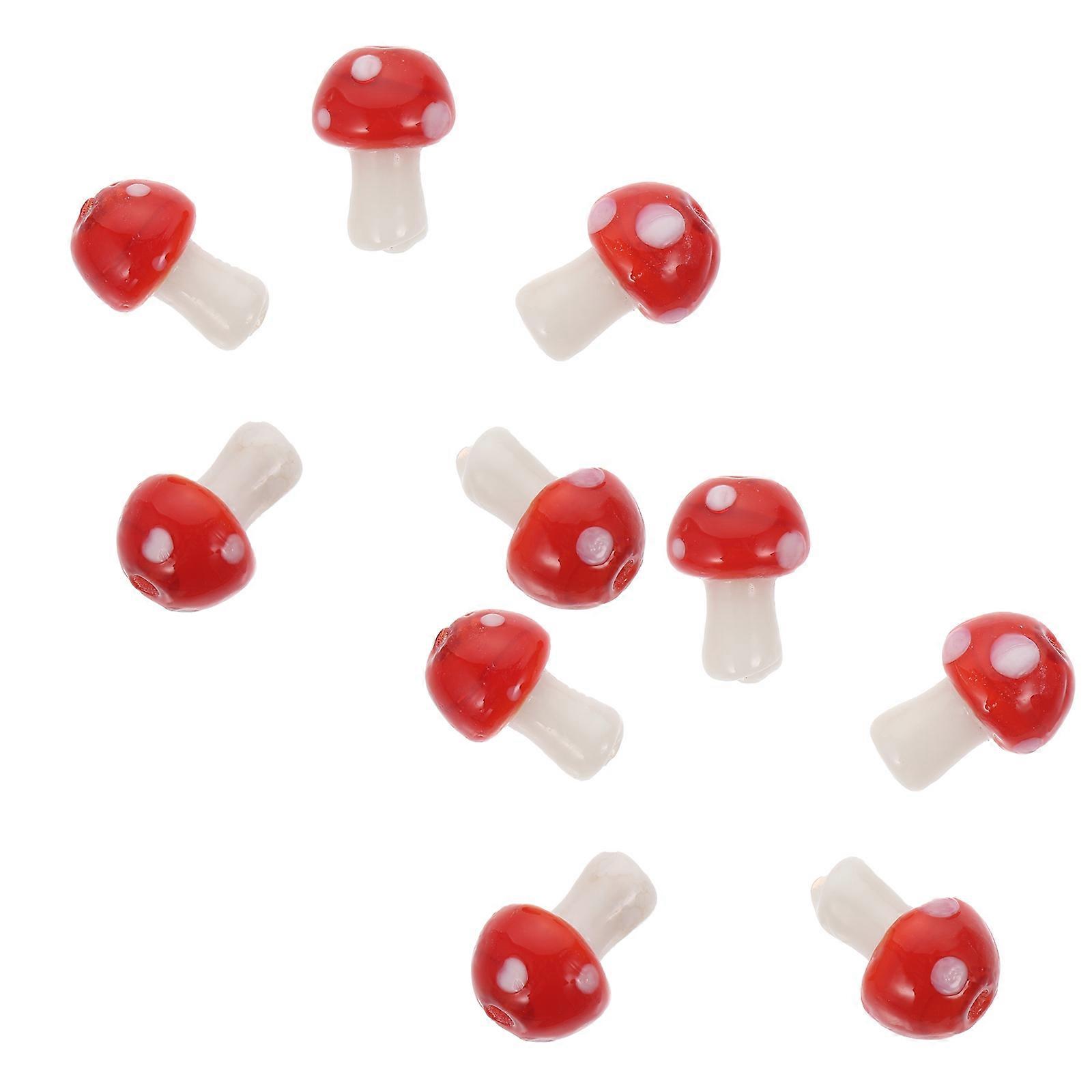 Red Mushroom Charms Jewelry Making Accessories Durable Coloured Glaze for Decoration 30Pcs