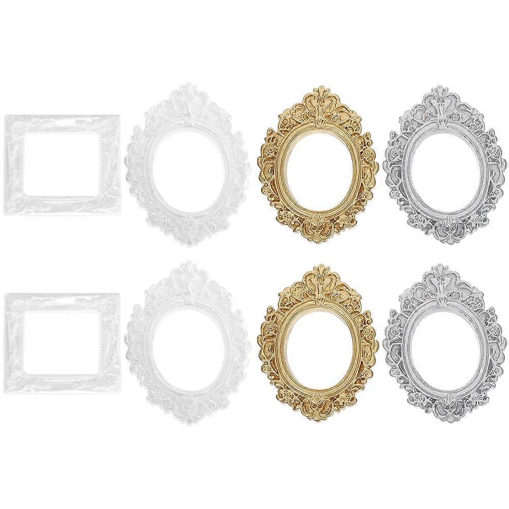Mini Vintage Resin Frames Tiny Picture Frame Diy Crafts Material For Phone Case Decor Oval Shape 2.4X2.0X0.2In 8Pcs