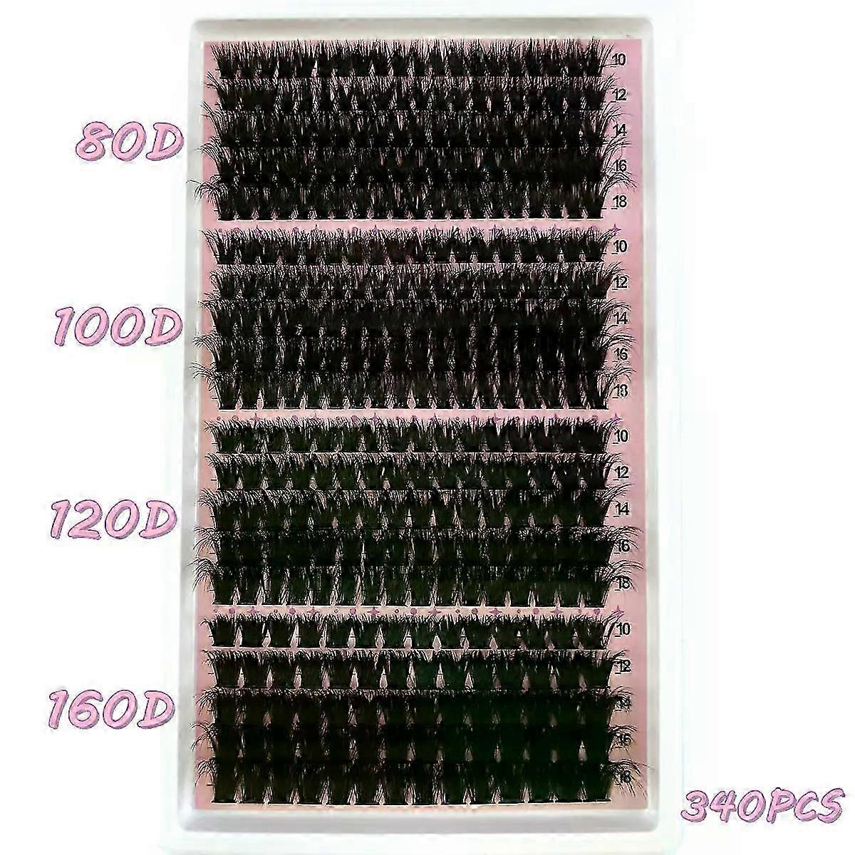 340/390ks 40D-160D Mix 5D nadýchané jednotlivé mihalnice zhluky predĺženie DIY domáci make-up nástroje na riasy