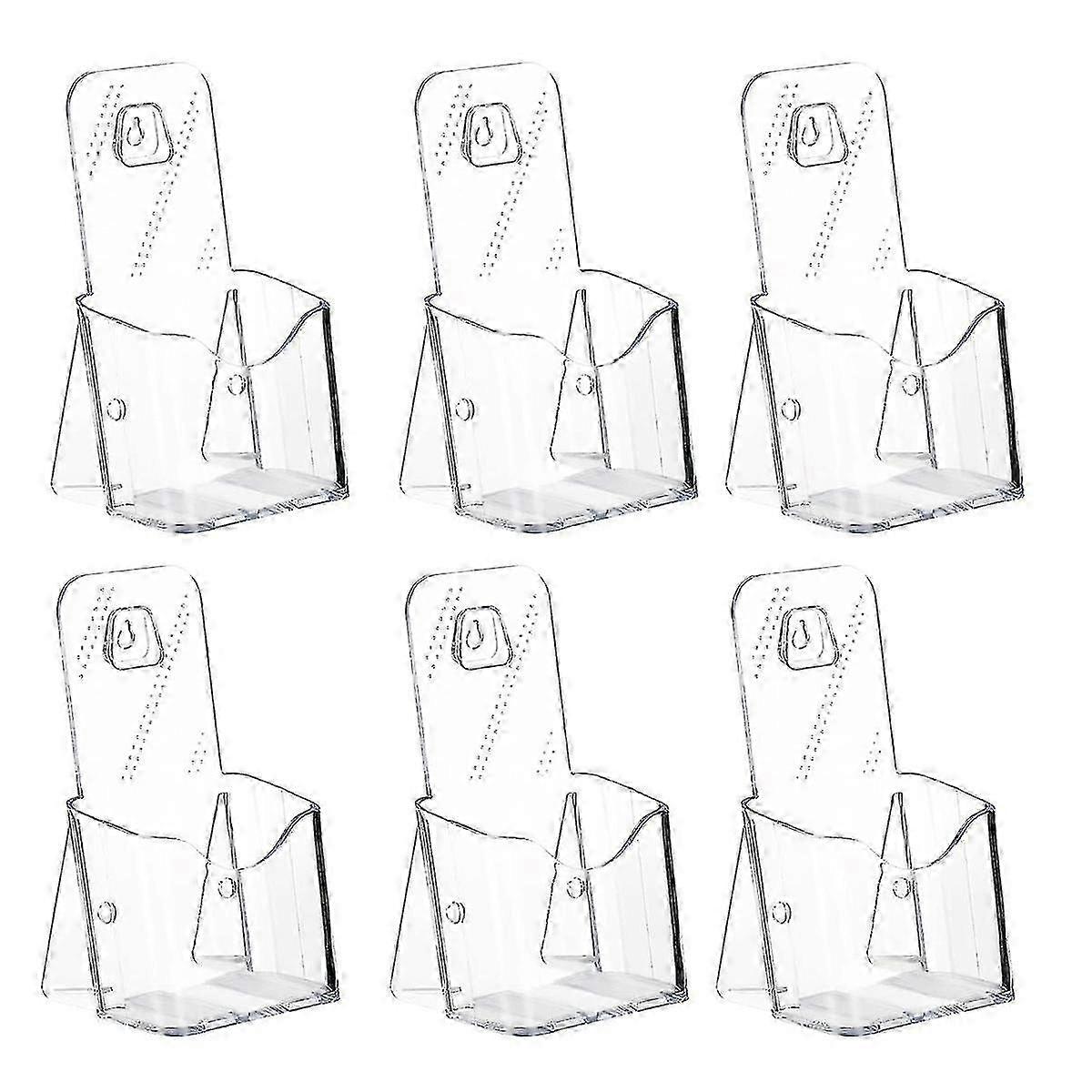 アクリルパンフレットホルダー6パック、4インチワイド三つ折りパンフレットスタンド、ウォールマウント/カウンタートップオーガナイザー-GXCC