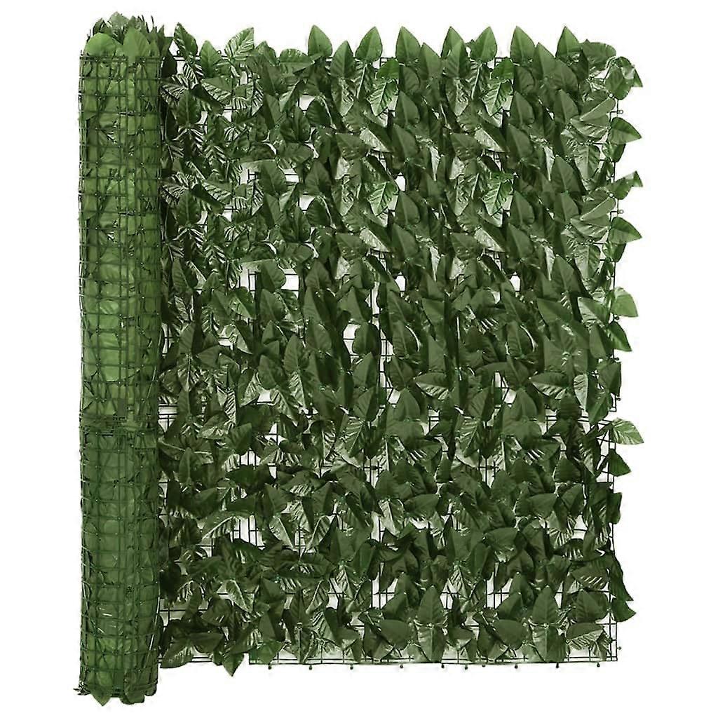 Balcony Privacy Screen Awning, Balcony Side Screen, Dark Green Leaves Pattern, 400 x 100 cm