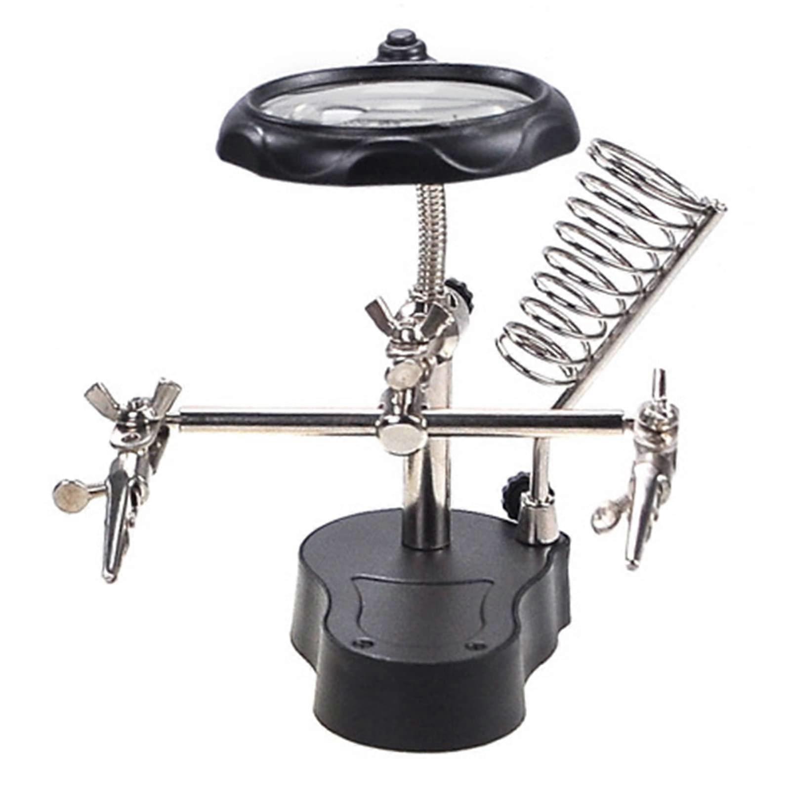 Soldering Station with 4x Magnifying Glass and LED Lamp, Adjustable Support Clamp for Welding, Repair, and Crafts