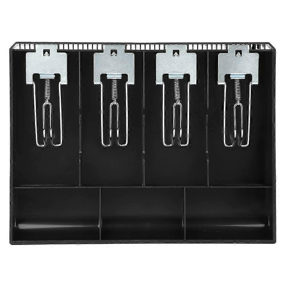 Cash Drawer Insert Replacement 32.2x24.5x3.5 cm with Metal Clip for Cash Box Black Storage Solution