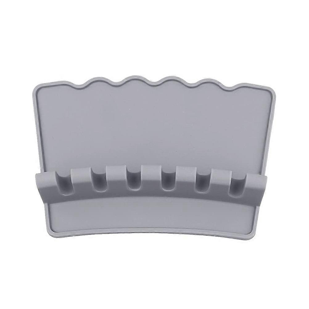 Multi Function Kitchen Spatula Rack Silicone Utensil Storage Non-Slip Grey 22.5X14X4CM 1Pc