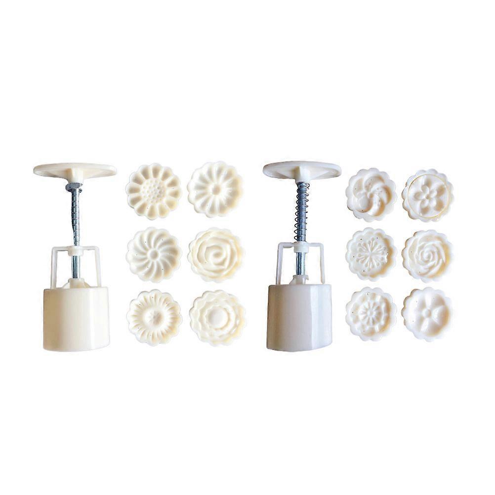 Pastry Cookie Mold Moon Cake Mould Set 3D Moon Shape For Kitchen Use Abs Material 2 Sets