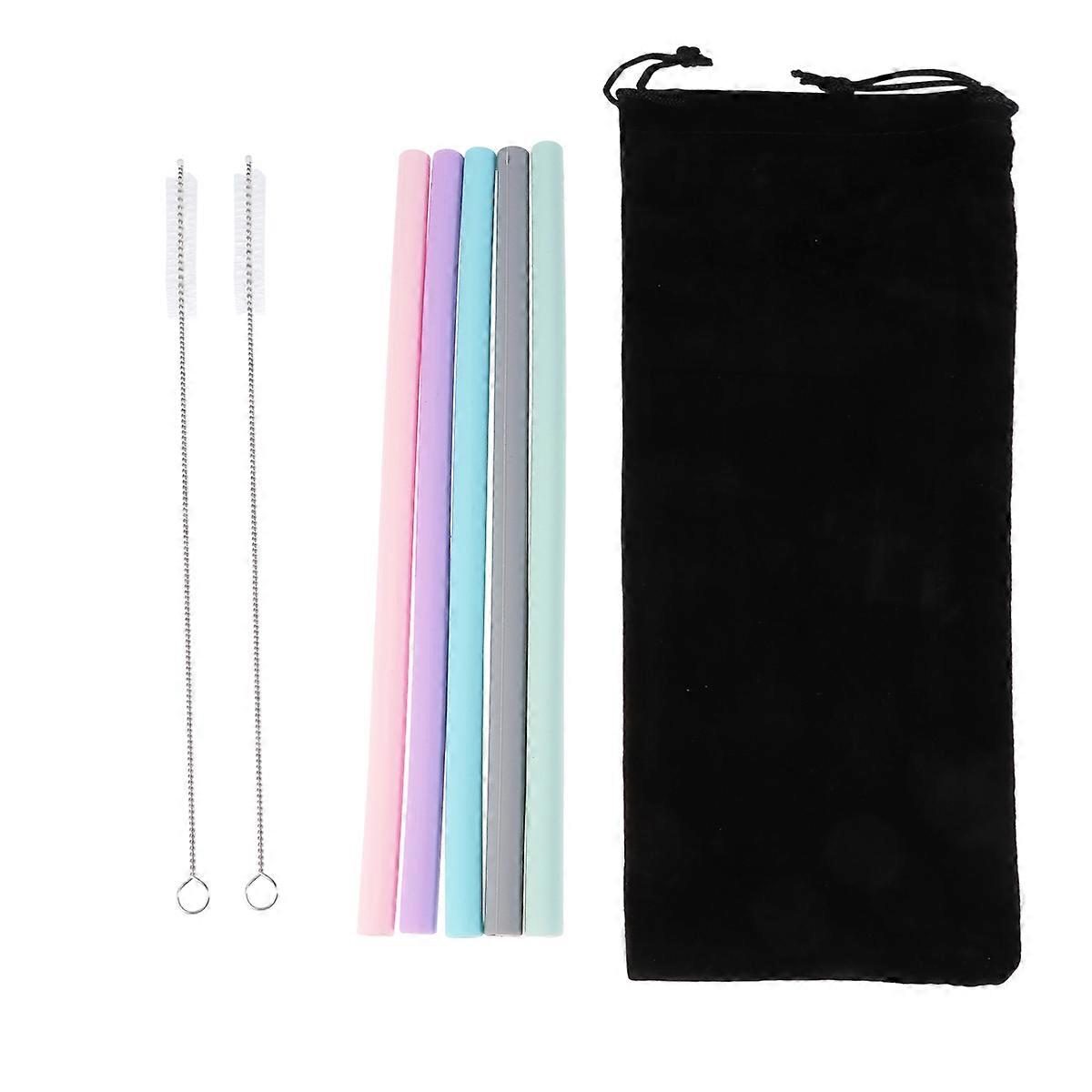 Non-Toxic Reusable Drinking Straws Silicone Straight for Home Use Assorted Color 24.70X1.00X1.00CM 8Pcs/Set