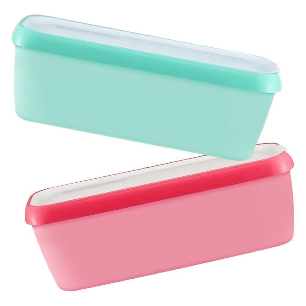 Freezer Container For Ice Cream Food Storage Box Refrigerator Organization Leak Prevention Assorted Color 11×3.9×3.7in 2Pcs