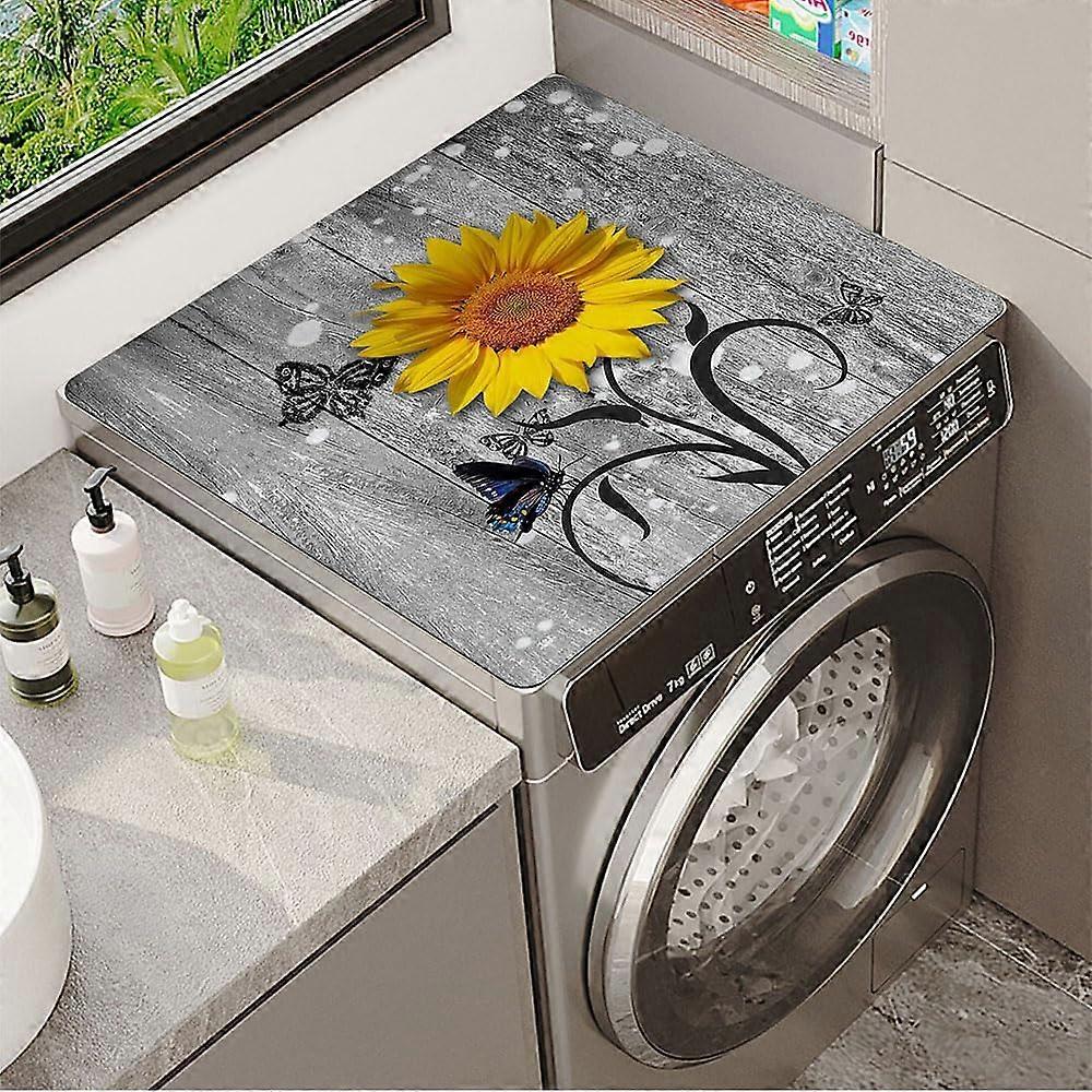 Washing Machine Pad, NonSlip, Absorbent, QuickDrying, Sunflower Print (50x60cm)