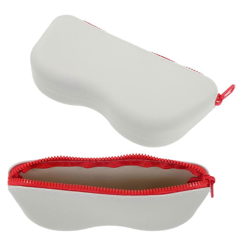 Zippered Glasses Bag Pouch Sunglass Sleeve Outdoor Activities Rectangular Gray White 2Pcs