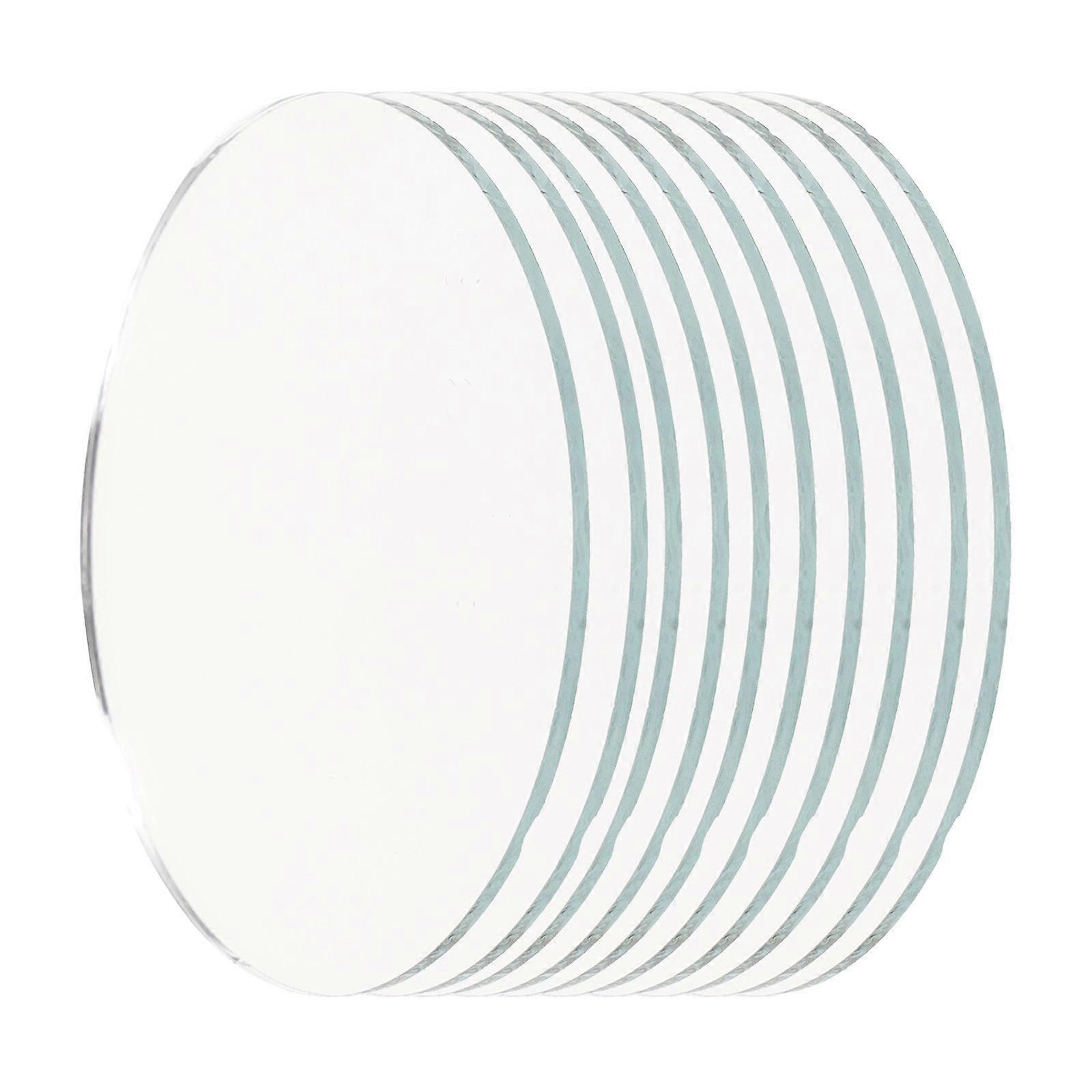 10pcs Small Round Glass Mirrors for DIY Makeup Crafts – Portable Reflective Sheets for Home, Travel & Work Use