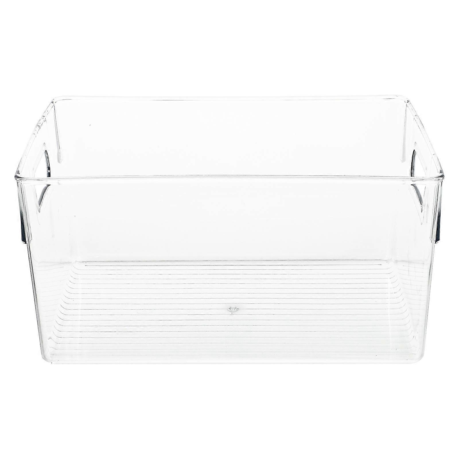 Transparent Plastic Storage Box with Handle – Thick, Stackable Organizer for Books, Papers, and School Supplies – Container for Home and Classroom Use