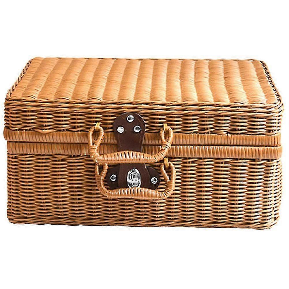 Simulated Rattan Woven Suitcase Retro Storage Box Handwoven Storage Case
