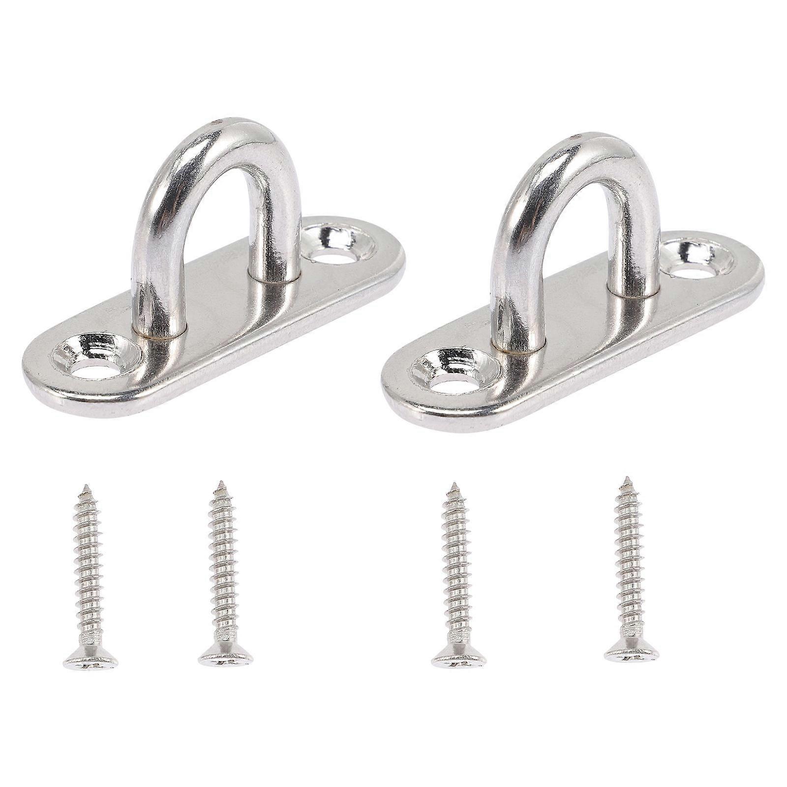 Steel Swing Hooks Wall Mount Hooks Silver 4.2x2.2cm Durable Hammock Hanger 2Sets