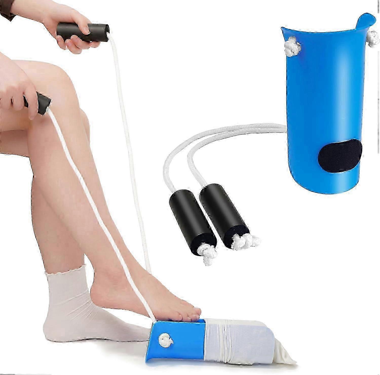 Easy-to-Use Sock Aids for Putting On & Off Socks - Foam Handle Sock Helper for Elderly & Disabled Individuals (Blue)