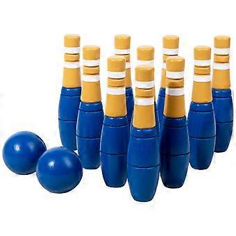 Kids Wooden Bowling Set with Storage Bag, Portable Toddler Outdoor Game for Children 36 Months Up