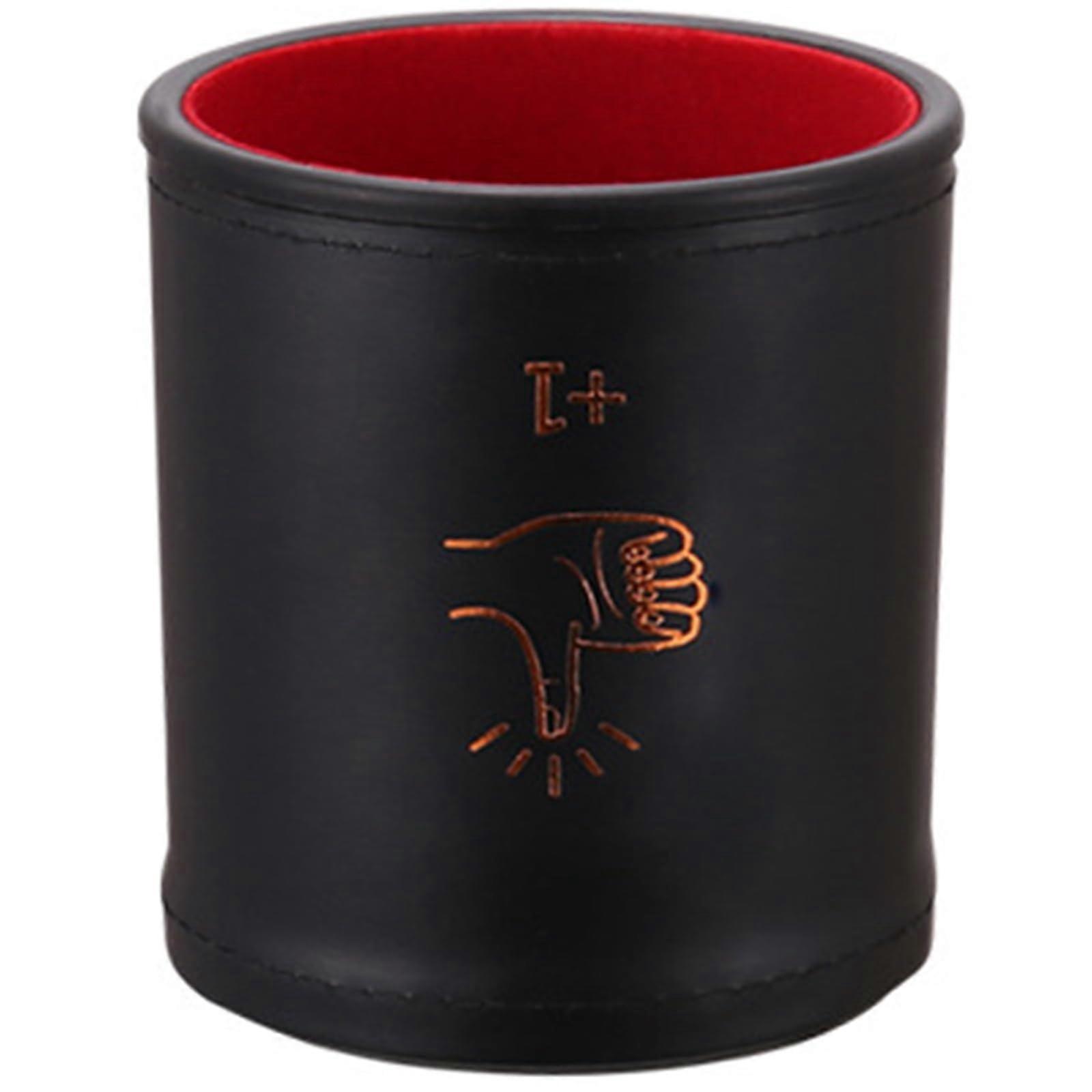 Dice cup made of  leather, stylish, simple, with hand pattern, quiet shaker for club, entertainment, dice cup black / red