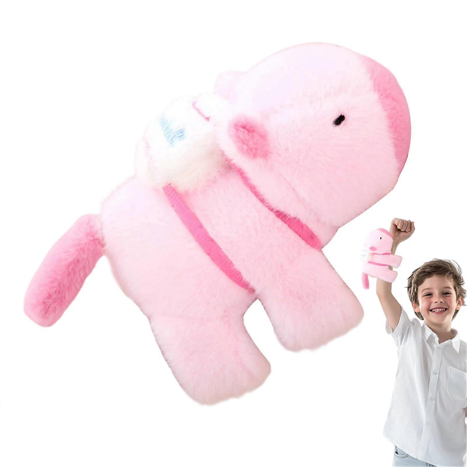 Huggy Snap Bracelets  Capybara Plush Snap Bracelet  Soft Wrap Bracelet for Girls, Kids, and Adults as a Portable Plush Toy Accessory in Pink