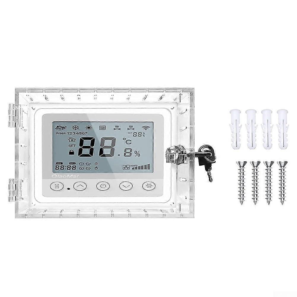 Thermostat Lock Box with 2 Keys, Transparent Acrylic Thermostat Cover, Wall-Mounted Home Thermostat Protection