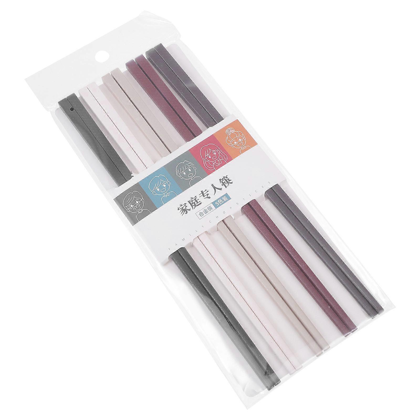 Reusable Chopsticks Chinese Style Non-Slip 24.3x0.7cm Good for Health in Eating 5 Pairs