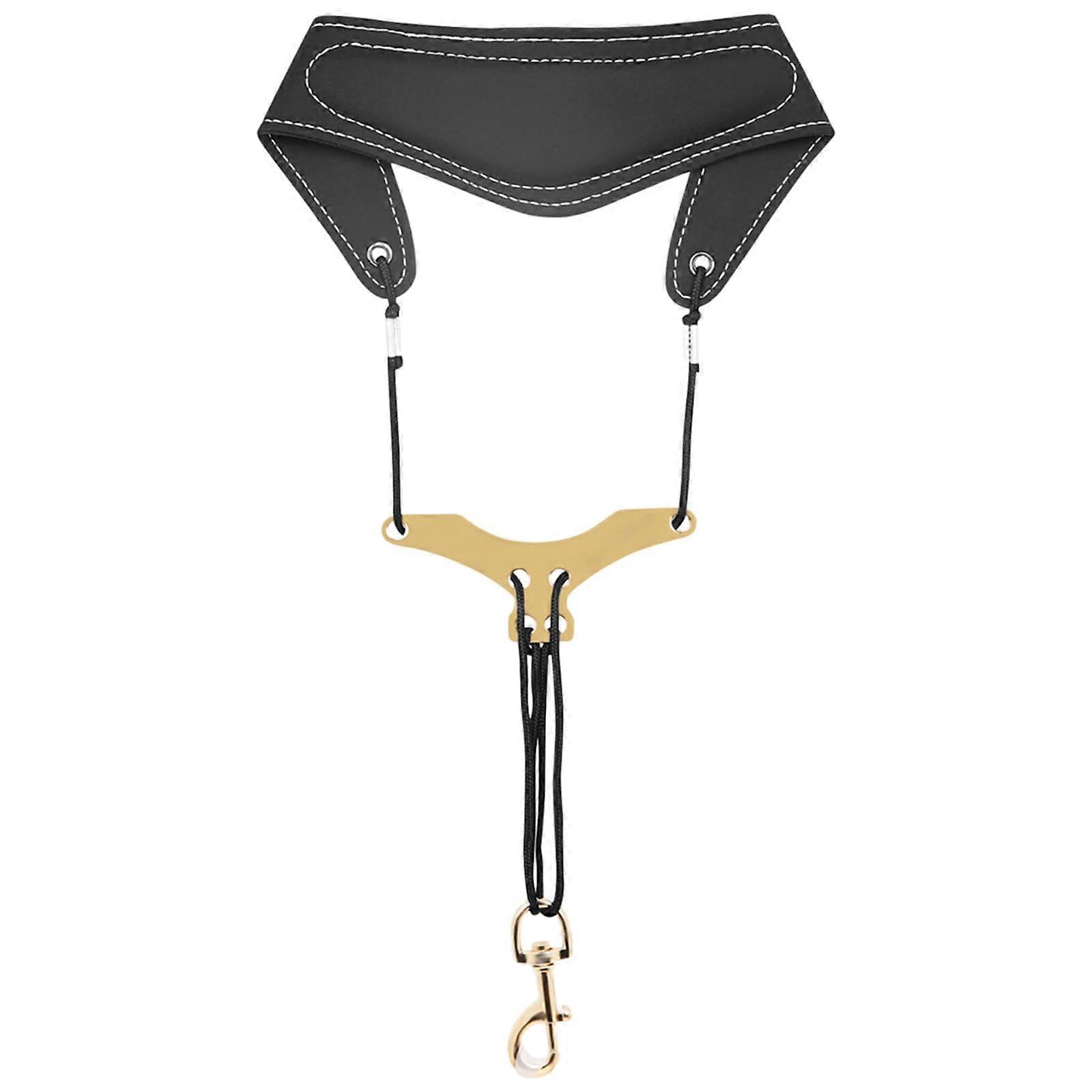 Adjustable Length Saxophone Neck Strap - Soft Leather, Padded, For Tenor Saxophone