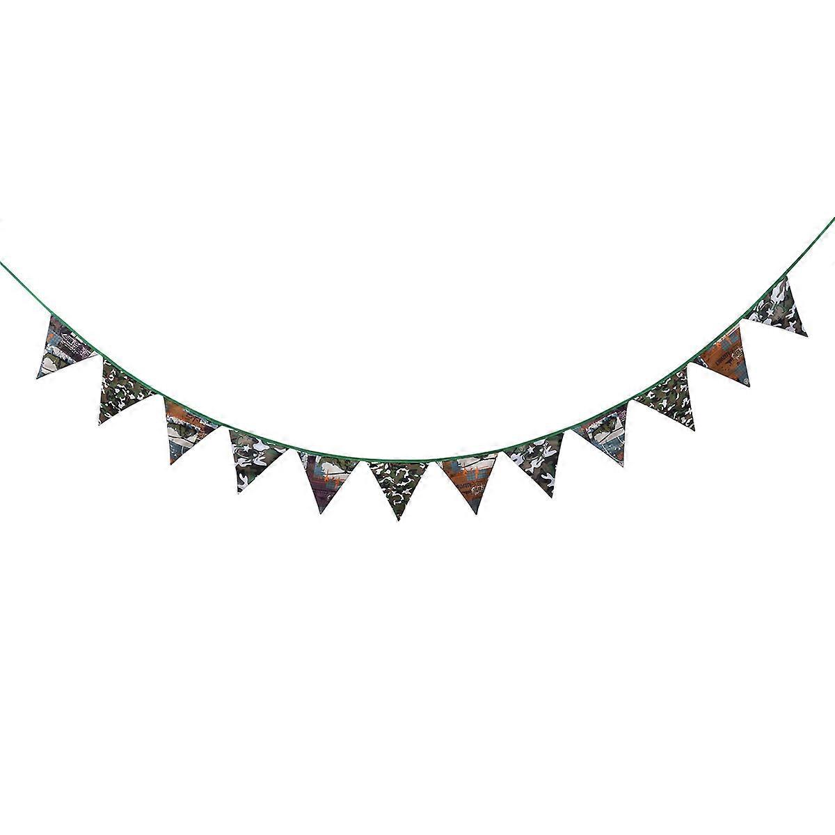 Cotton Fabric Pennant Banner with 12 Triangle Flags Assorted Color for Party Decoration