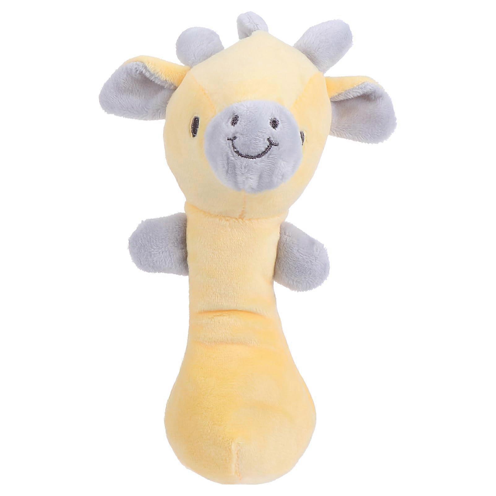 Schnappen Stick - Soft Plush Rattle Toy for Toddlers, Yellow Grasping Toy with Squeaker and Handle