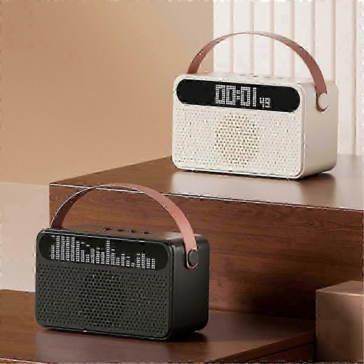 Portable Bluetooth Speaker with Lyrics Display - Home KTV Subwoofer with USB Audio Connection in Black for Enhanced Sound Experience