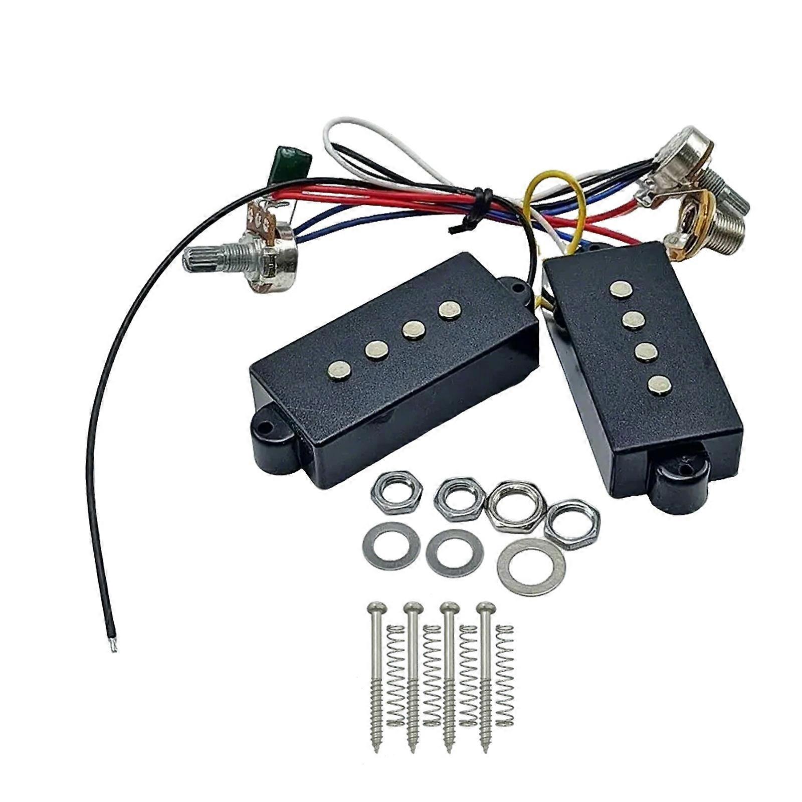 Bas Förförstärkare Kabeldragning Krets Pickup Ton Kontroll Kabelnät 4 strängar Bas Pickup för basgitarr Aktiv Equalizer Flerfärgad