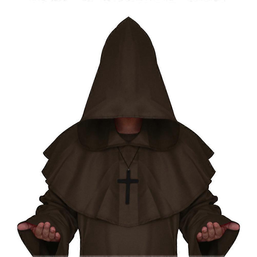زي ساحر هالوين مجموعة تأثيري للرهبان في العصور الوسطى تصميم كلاسيكي للبالغين بوليستر 1 مجموعة