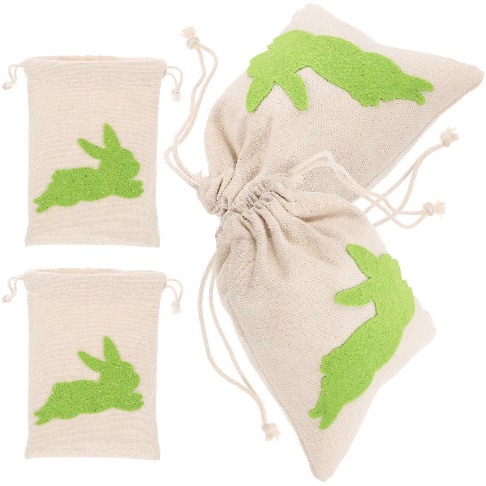 Sweets Party Bags Multi-Function Drawstring Bags Easter Theme Square Canvas 5.50X3.93X0.04in 4Pcs