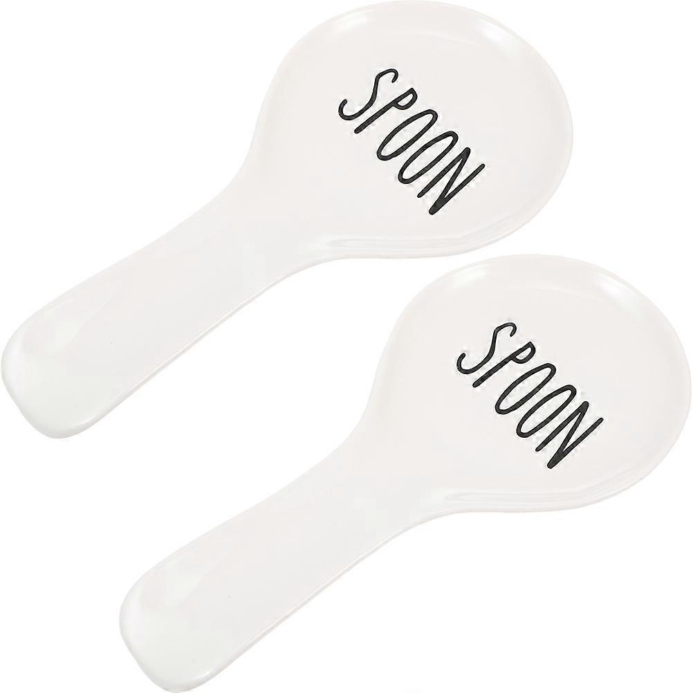 Tea Spoon Holder Teaspoon Holders Elegant Atmosphere White Ceramic 2Pcs