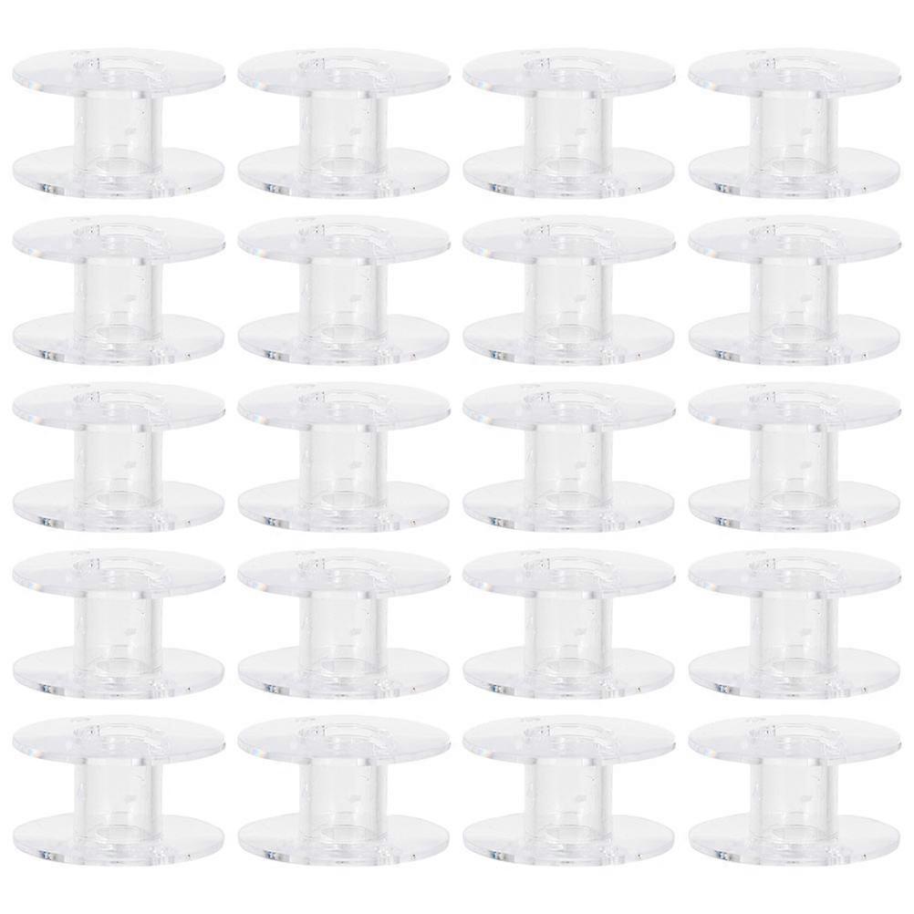 60 Pcs Clear Plastic Sewing Machine Bobbin Spools Transparent Embroidery Bobbin Accessories