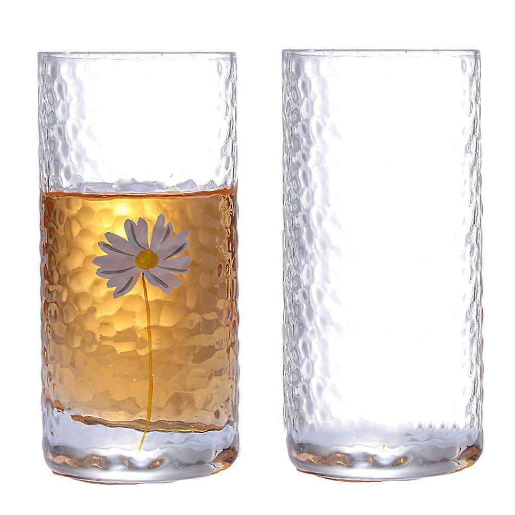 Japanese Style Water Cup Set 6Pcs Heat-Resistant Transparent Chrysanthemum Pattern Drinking Cups