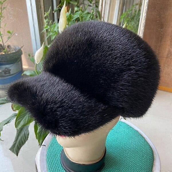 Luxury Cap Men Women Mink Fur Hat Unisex Genuine Real Fur Visor Snow Cap fluffy Warm Winter Hats Outdoor 100% Real Fur Hat