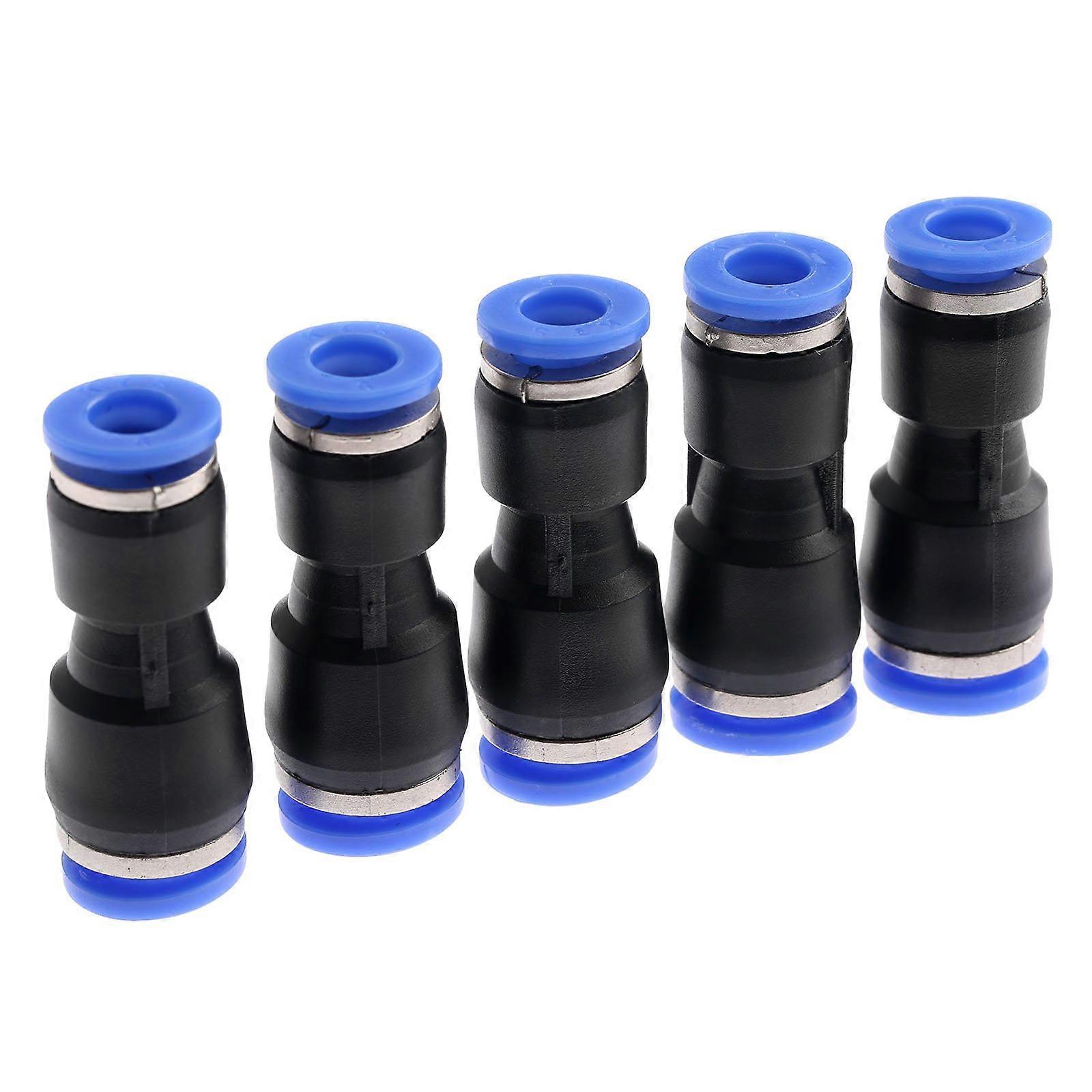 5pcs Pneumatic Fittings Push In Straight Reducer Connectors for Air and Water Hose, 1/4 Inch, Durable Plastic, Compatible with Standard Tubing