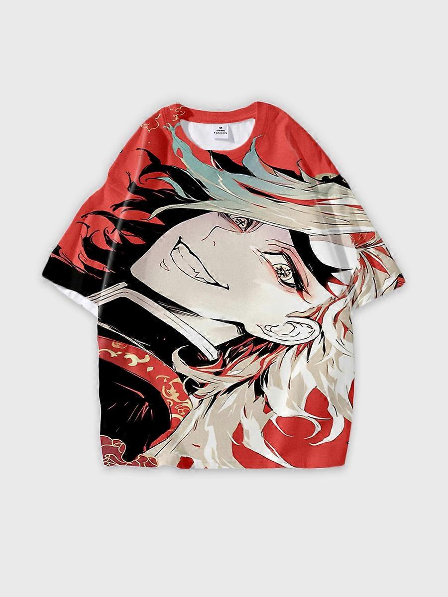 T-shirt round neck Character Pattern loose short sleeve P1251