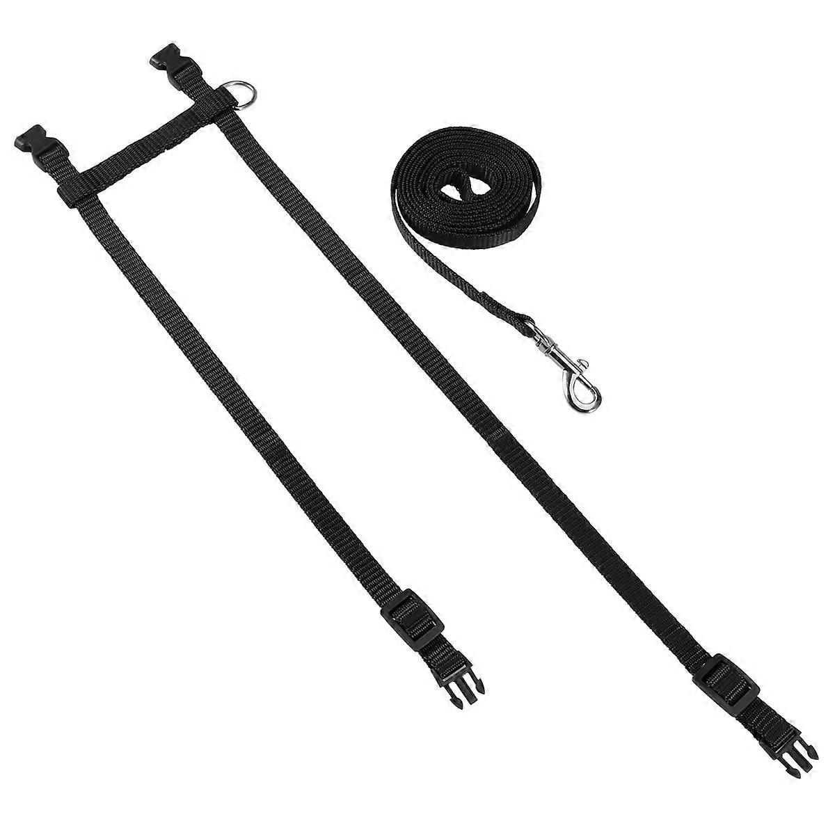 Black Adjustable Polyester Pet Harness with Leash for Comfortable Control during Walks