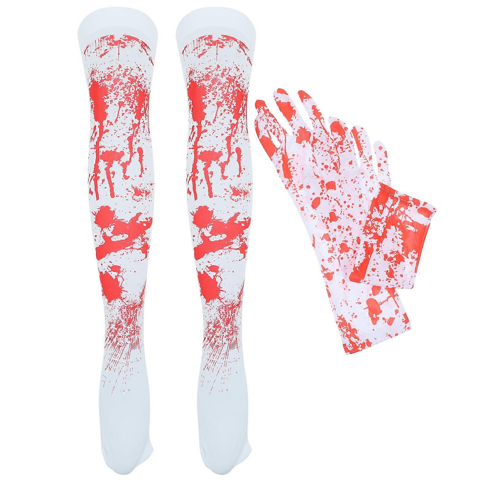 תחפושת דם ליל כל הקדושים לשימוש חוזר עם כפפות וגרביים מדממות - אביזר קוספליי מפחיד למראה מסיבות מפחיד, קל ללבישה לאירועי ליל כל הקדושים למבוגרים
