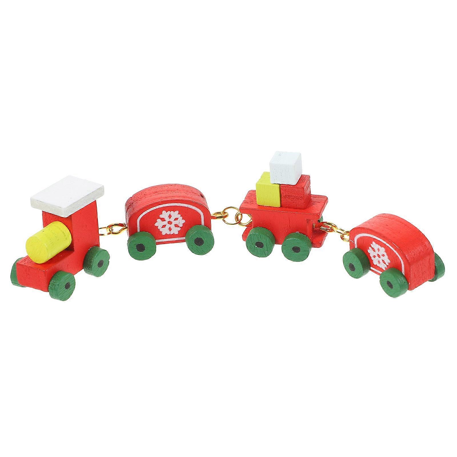 Wooden Mini Train Decor for DIY Craft Red Color Smooth Sanding Lightweight Practical 3.5 x 1.2 x 0.8 inches
