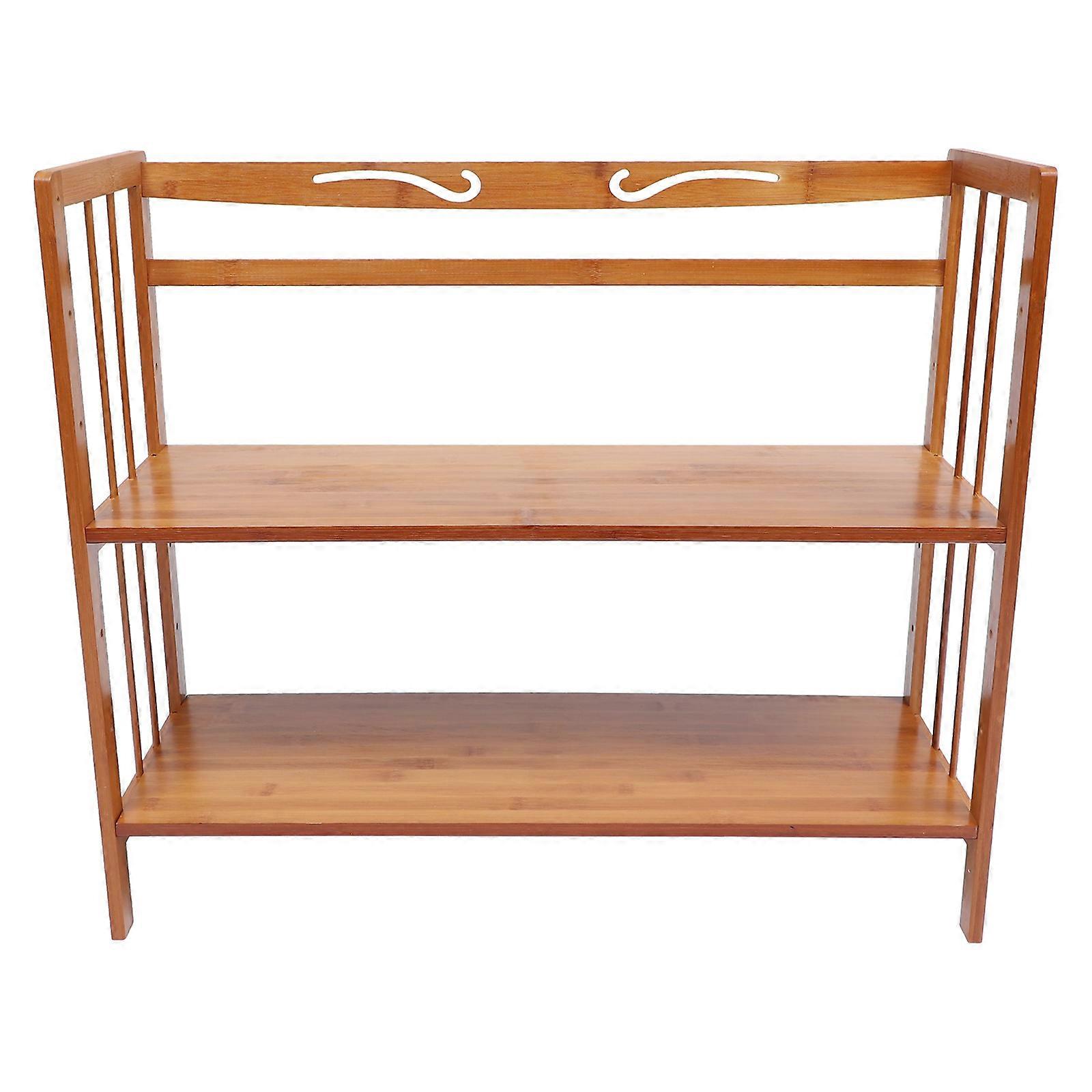 Multifunctional Stand Two Layer Storage Rack For Home Supply 70X25CM Brown Book Storage 1Pc