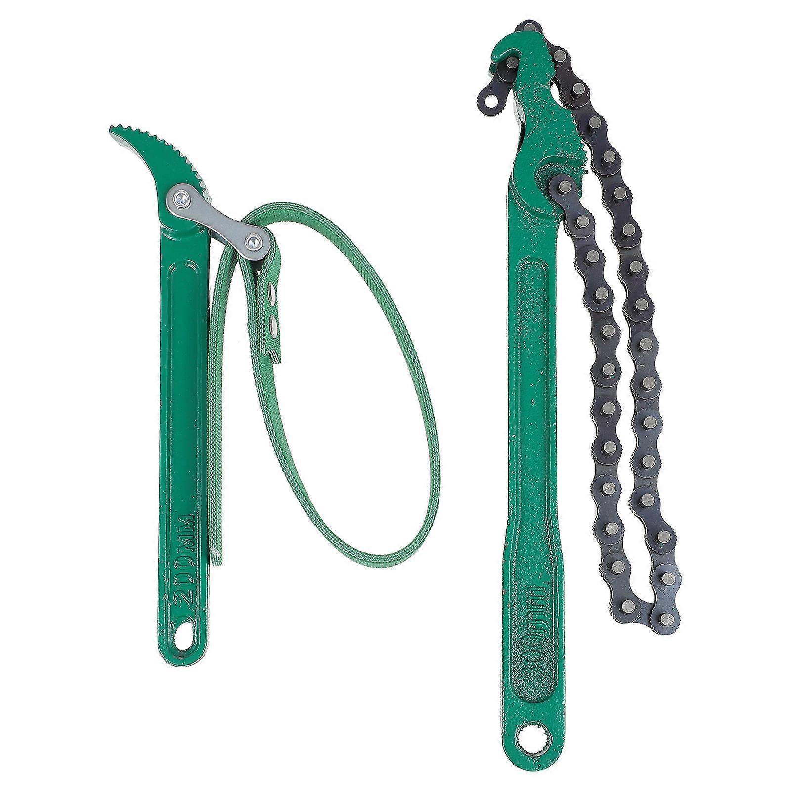 Wrench Tool 2Pcs Chain Type Spanner For Maintenance Green Durable Design