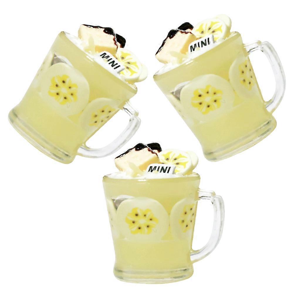 ドールハウスデコレーション&ミニチュアアクセサリー用3個ミニフルーツドリンクカップ再利用可能な樹脂飲料セット