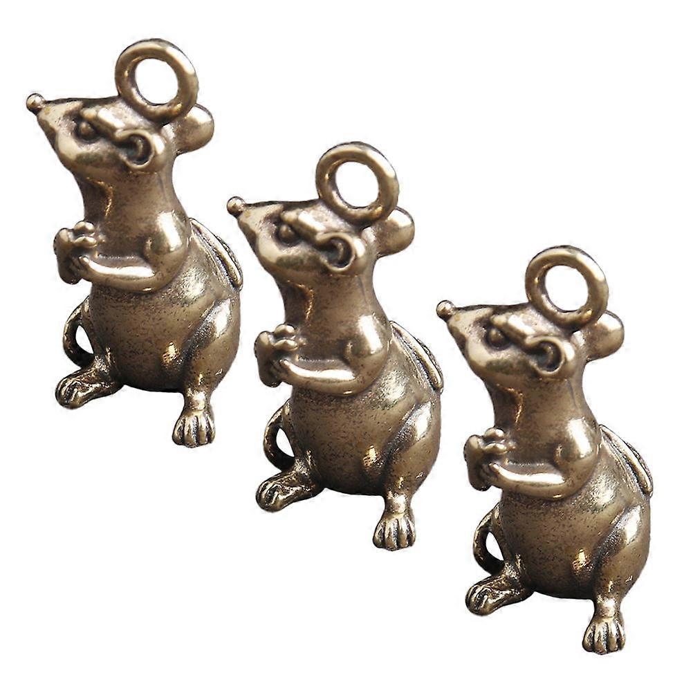 Zodiac Mouse Keychains in Golden Brass for Decor Compact Size Lightweight and Durable 3 Pieces