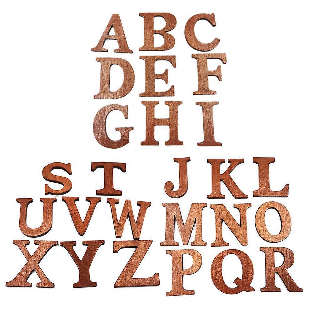 26Pcs Wooden Alphabet Toys For Kids Learning And Crafting Purposes In Coffee Color For Engaging Puzzle Games