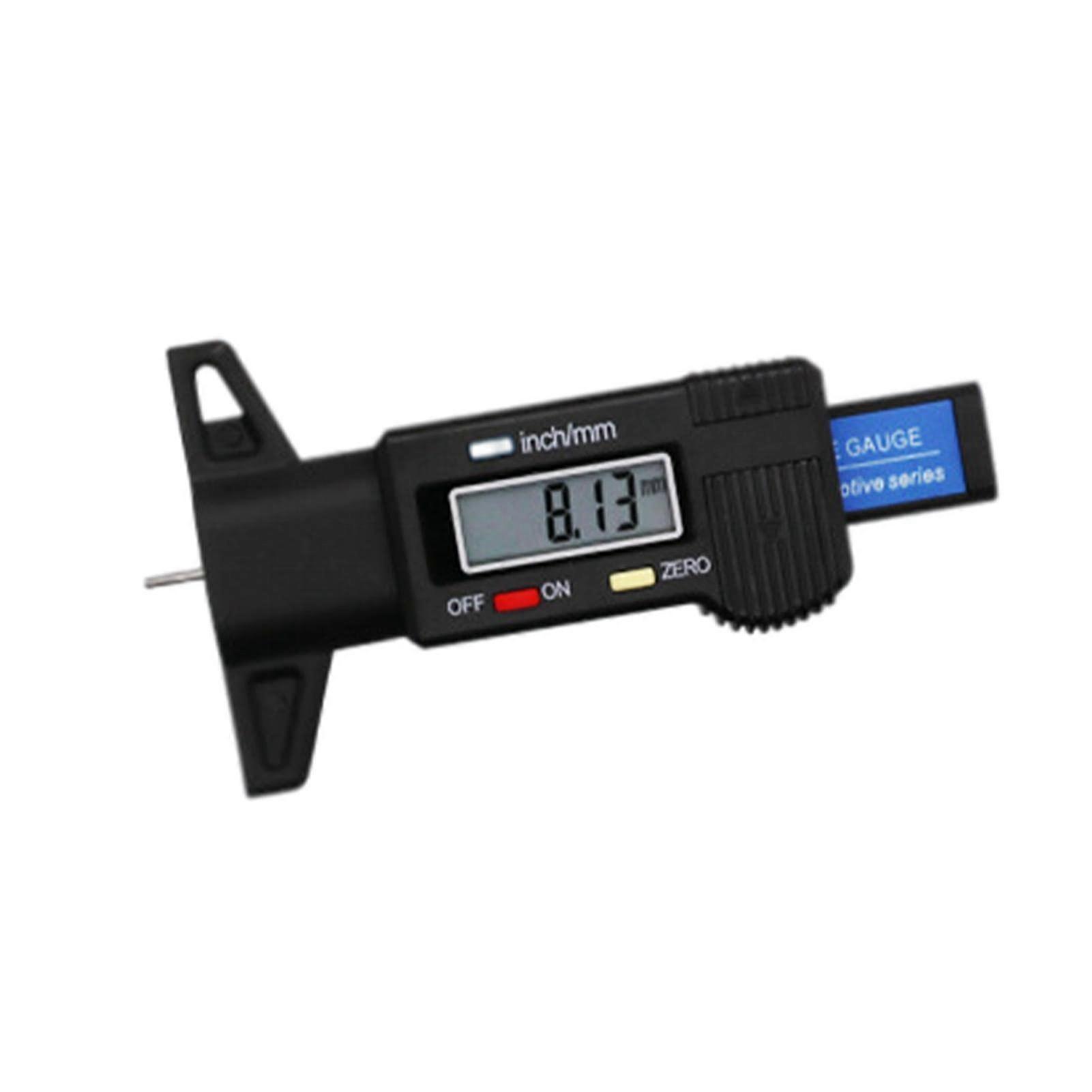 Tire Tread Depth Gauge  LCD Display, 025.4mm Metric/Inch Conversion, Black