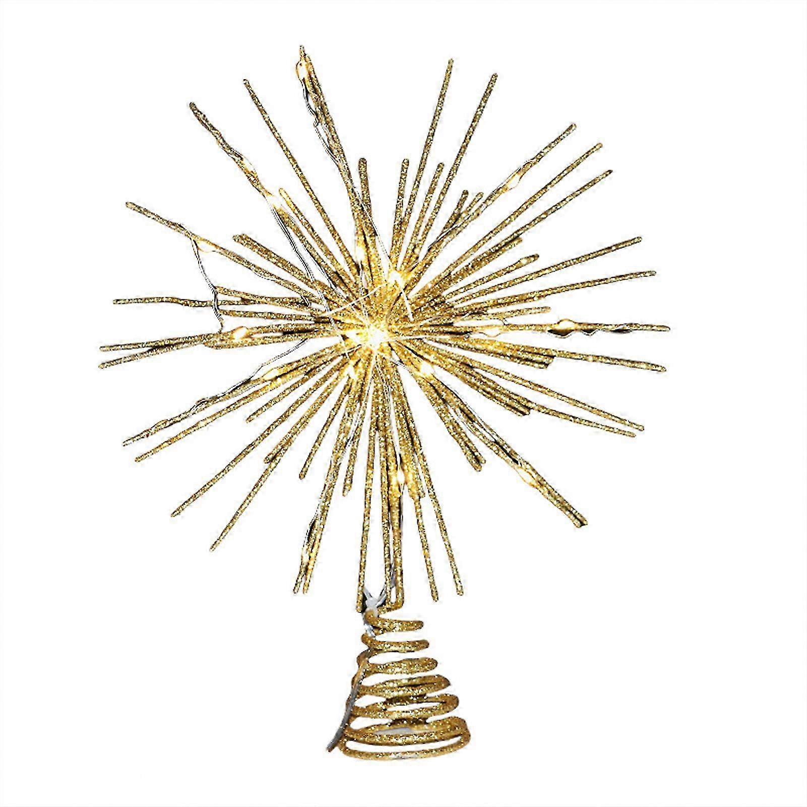 2025 Xmas Tree Topper Star Iron Multi Pointed Star Xmas Tree Topper with Light for Home Xmas Tree Decoration