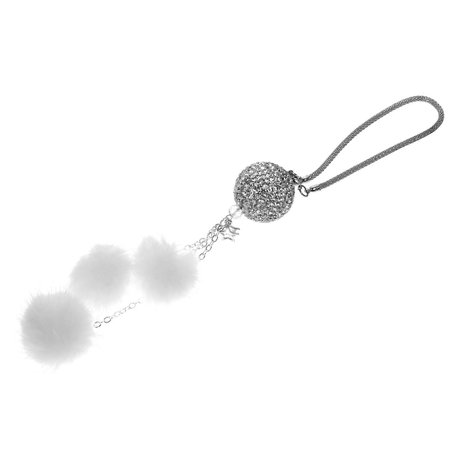 White Rhinestone Ball Pendant for Car Interior Decoration with Synthetic Material 1pc