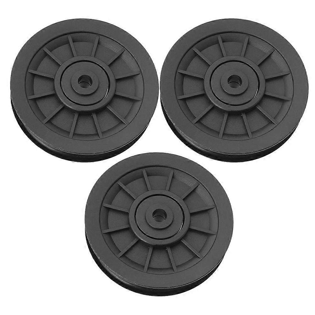 Premium Black Rubber Pulley Wheels Designed For Rowing Machine Accessories With Friction Reduction Features In 10.50X10.50X2.00CM Size 3Pcs